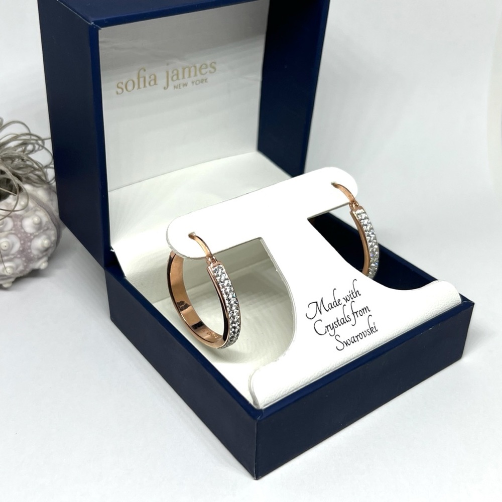 Rose Gold Swravoski Crystal Hoop Earrings! - Picture 2 of 5